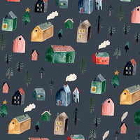3 Sheets of Wrapping Paper Christmas Village