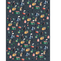 3 Sheets of Wrapping Paper Christmas Village