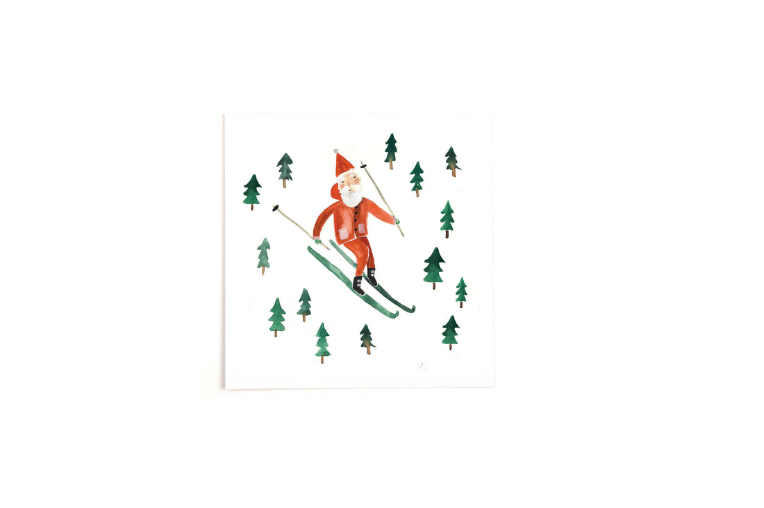 Quadratische Postkarte Ski