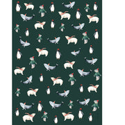 3 Sheets of Wrapping Paper Christmas Animals