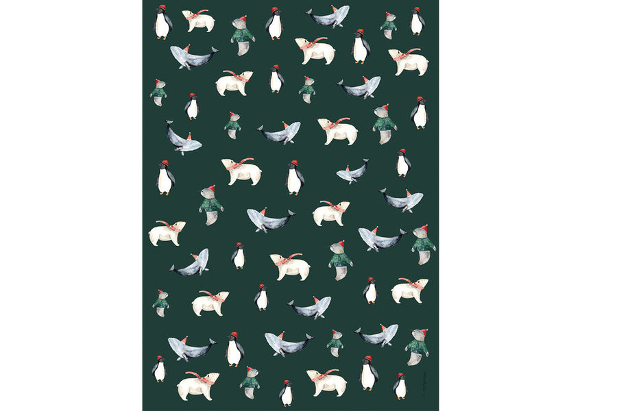 3 Sheets of Wrapping Paper Christmas Animals