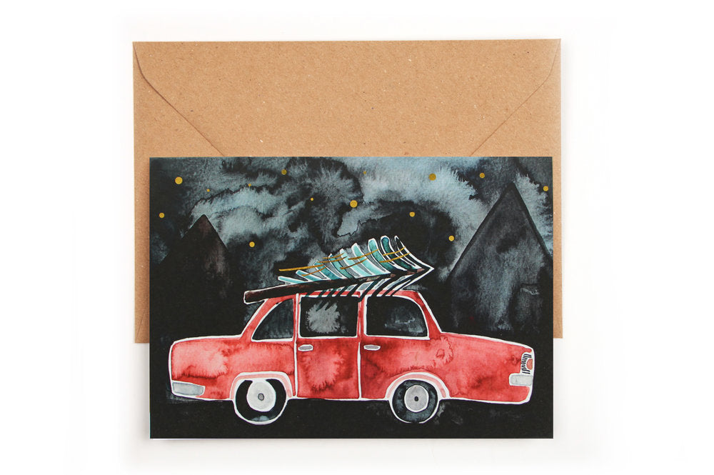 Sparkling Folding Card Driving home for Christmas