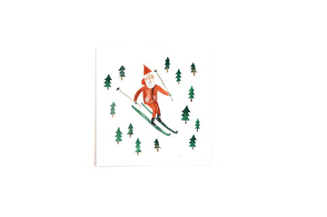 Quadratische Postkarte Ski