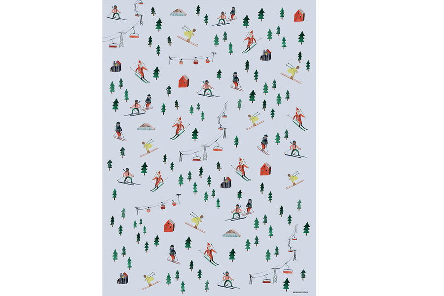 3 sheets of wrapping paper Skiing Santa