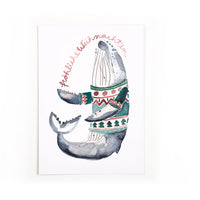 Postkarte Weihnachtswal