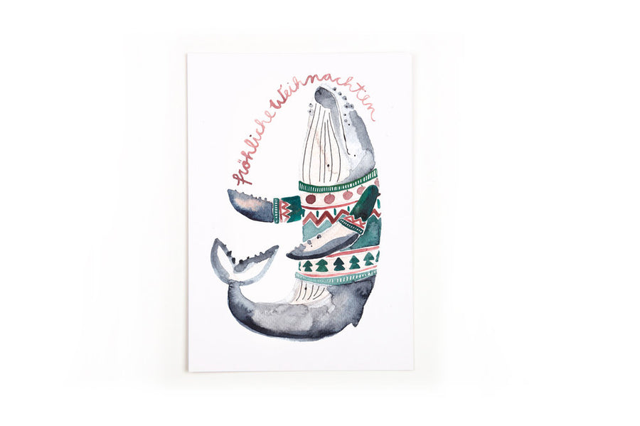 Postkarte Weihnachtswal